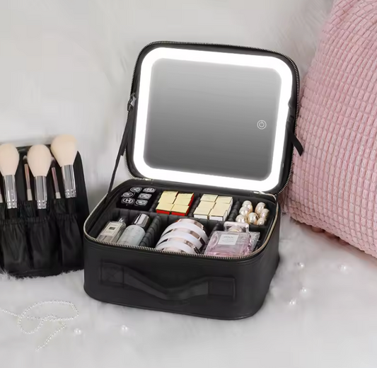 Smart LED Cosmetic Case with Mirror Cosmetic Bag Travel Makeup Bags for Women